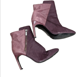 VINCE Camuto 7.5 Purple Cow Hair Leather Booties
